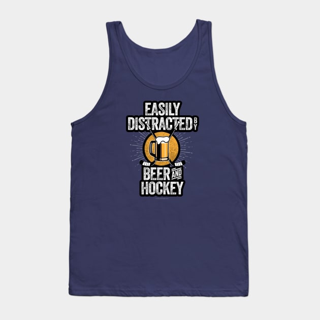 Easily Distracted by Beer and Hockey Tank Top by eBrushDesign